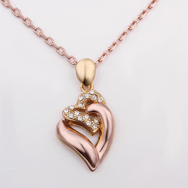 Wholesale Romantic Rose Gold Plated Necklace Heart Necklace For Women Cubic Zircon Pendant  Valentine's Day Gift TGGPN068 2