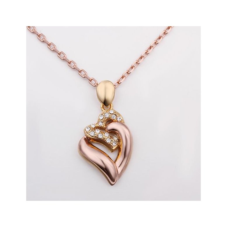 Wholesale Romantic Rose Gold Plated Necklace Heart Necklace For Women Cubic Zircon Pendant  Valentine's Day Gift TGGPN068 2