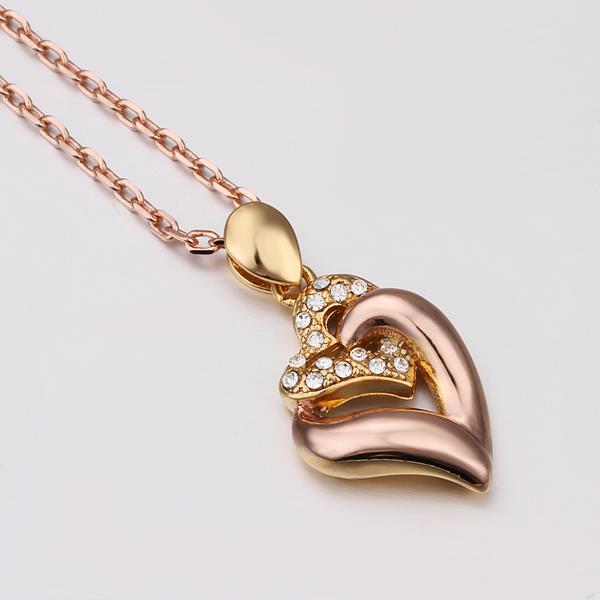 Wholesale Romantic Rose Gold Plated Necklace Heart Necklace For Women Cubic Zircon Pendant  Valentine's Day Gift TGGPN068 3