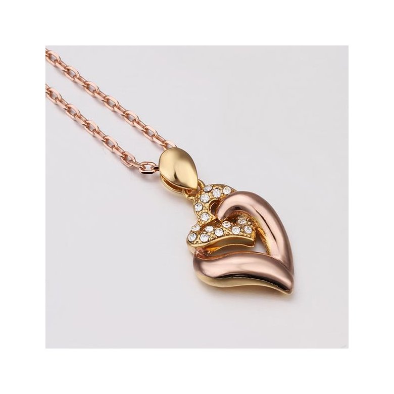 Wholesale Romantic Rose Gold Plated Necklace Heart Necklace For Women Cubic Zircon Pendant  Valentine's Day Gift TGGPN068 3