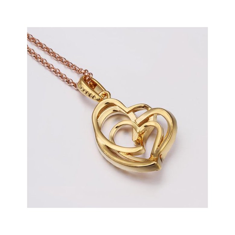 Wholesale Hot Sell rose Gold Multi-loop interlocking Necklace for women Girls Love Heart Necklace Valentine's Day Gift  TGGPN070 0