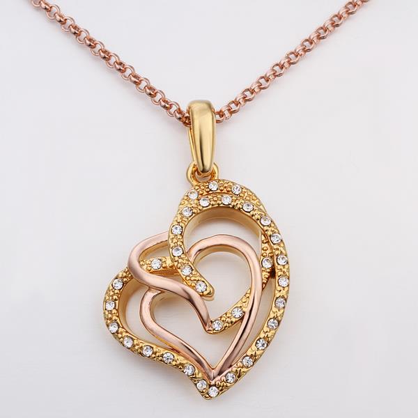 Wholesale Hot Sell rose Gold Multi-loop interlocking Necklace for women Girls Love Heart Necklace Valentine's Day Gift  TGGPN070 2