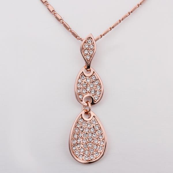 Wholesale New arrival  Rose Gold Geometric Crystal Necklace water drop pave zircon necklace jewelry fine Valentine's Day Gift for Women TGGPN073 2