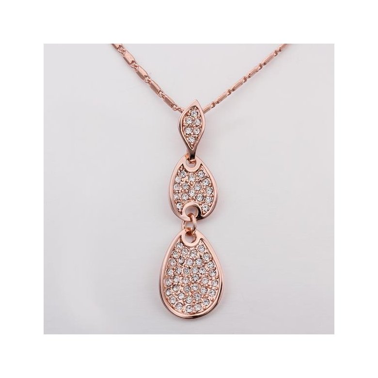 Wholesale New arrival  Rose Gold Geometric Crystal Necklace water drop pave zircon necklace jewelry fine Valentine's Day Gift for Women TGGPN073 2