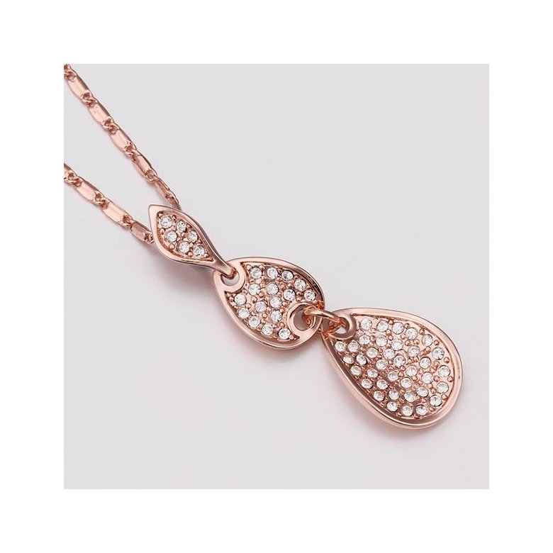 Wholesale New arrival  Rose Gold Geometric Crystal Necklace water drop pave zircon necklace jewelry fine Valentine's Day Gift for Women TGGPN073 3