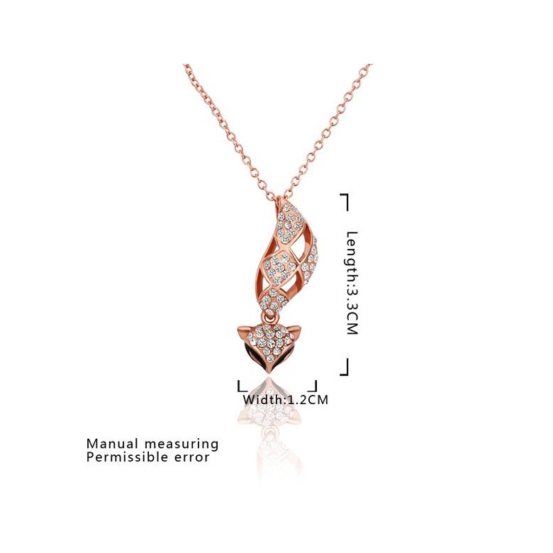 Wholesale Korean Version Fashion Fox Alloy Crystal rose gold Pendant Necklace For Women Creative cute Animal Jewelry TGGPN090 0