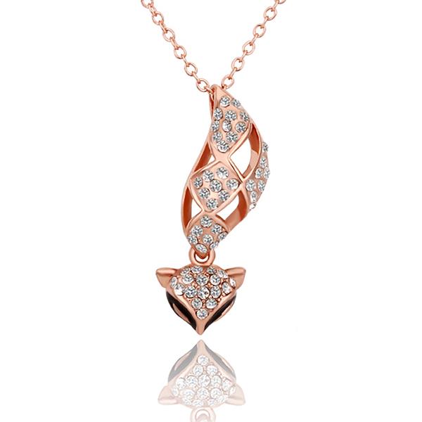 Wholesale Korean Version Fashion Fox Alloy Crystal rose gold Pendant Necklace For Women Creative cute Animal Jewelry TGGPN090 1