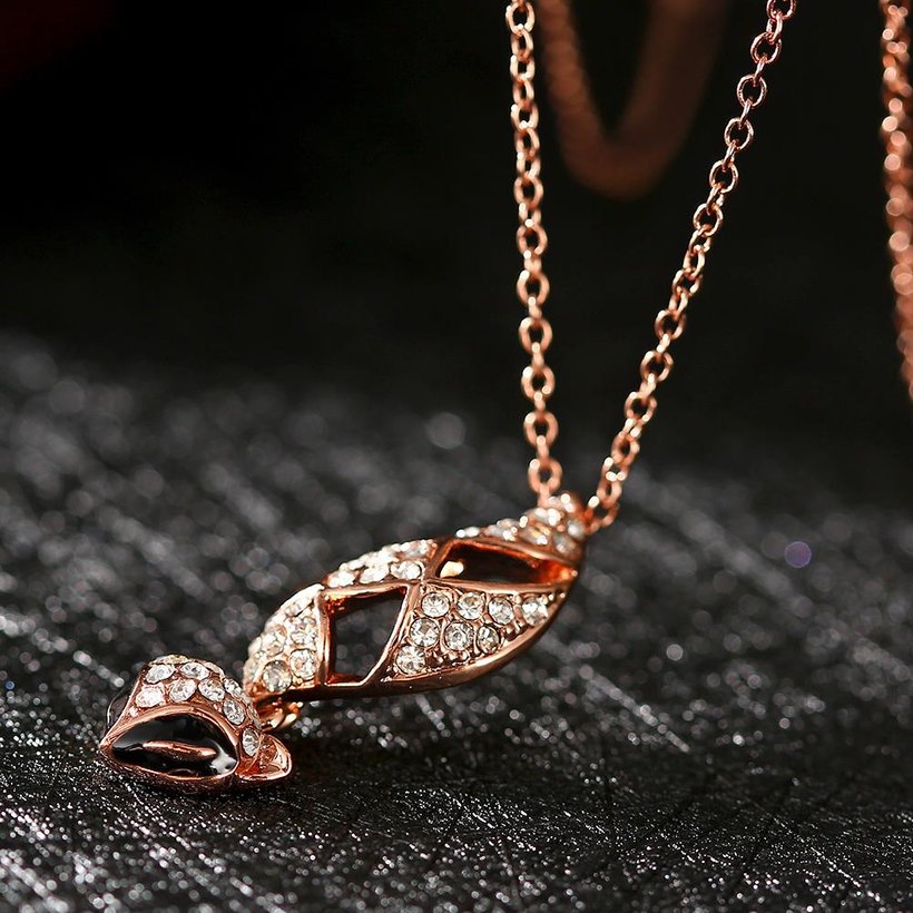 Wholesale Korean Version Fashion Fox Alloy Crystal rose gold Pendant Necklace For Women Creative cute Animal Jewelry TGGPN090 3
