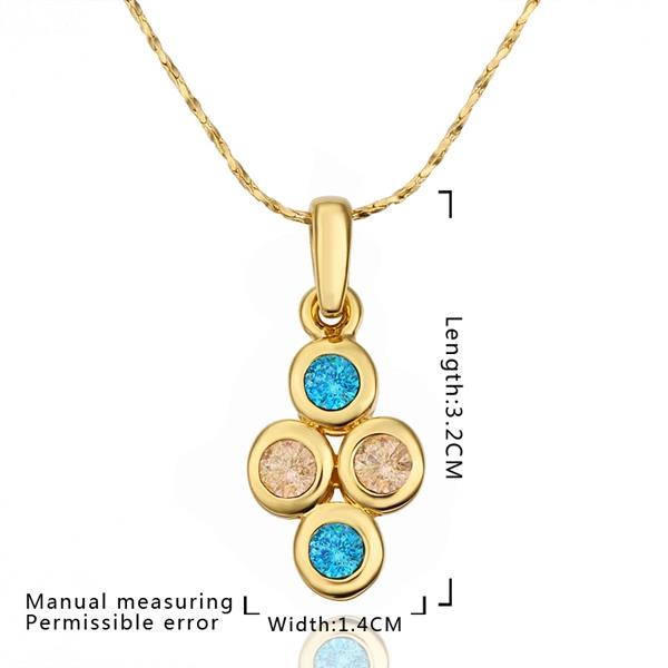 Wholesale Newest Arrival delicate Gold Color Multicolor Cubic Zirconia four Round Necklace Pendants for Women Fashion Jewelry TGGPN099 0