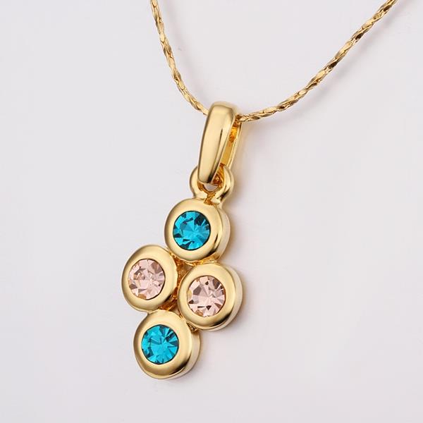 Wholesale Newest Arrival delicate Gold Color Multicolor Cubic Zirconia four Round Necklace Pendants for Women Fashion Jewelry TGGPN099 1