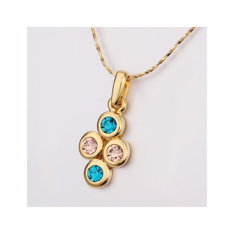 Wholesale Newest Arrival delicate Gold Color Multicolor Cubic Zirconia four Round Necklace Pendants for Women Fashion Jewelry TGGPN099 1