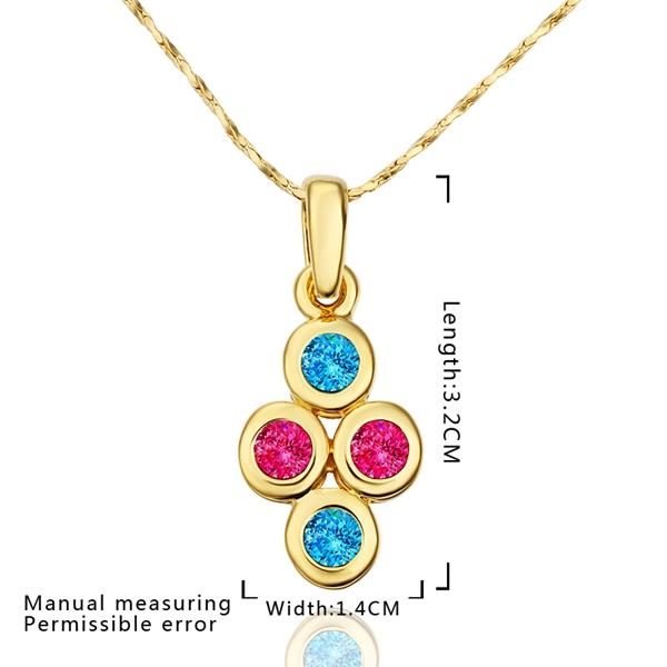 Wholesale Newest Arrival delicate Gold Color Multicolor Cubic Zirconia four Round Necklace Pendants for Women Fashion Jewelry TGGPN099 2