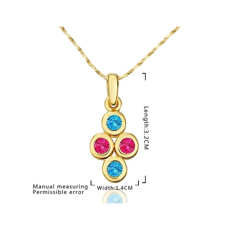 Wholesale Newest Arrival delicate Gold Color Multicolor Cubic Zirconia four Round Necklace Pendants for Women Fashion Jewelry TGGPN099 2
