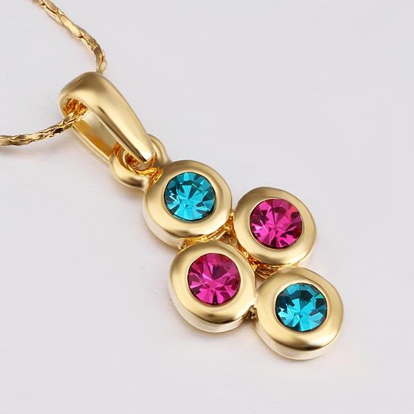 Wholesale Newest Arrival delicate Gold Color Multicolor Cubic Zirconia four Round Necklace Pendants for Women Fashion Jewelry TGGPN099 3