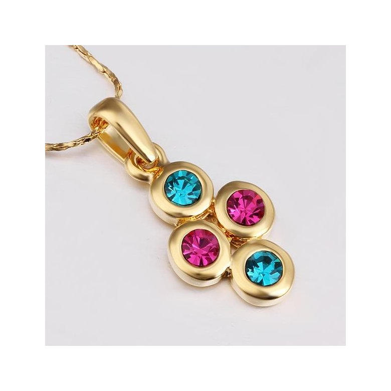 Wholesale Newest Arrival delicate Gold Color Multicolor Cubic Zirconia four Round Necklace Pendants for Women Fashion Jewelry TGGPN099 3