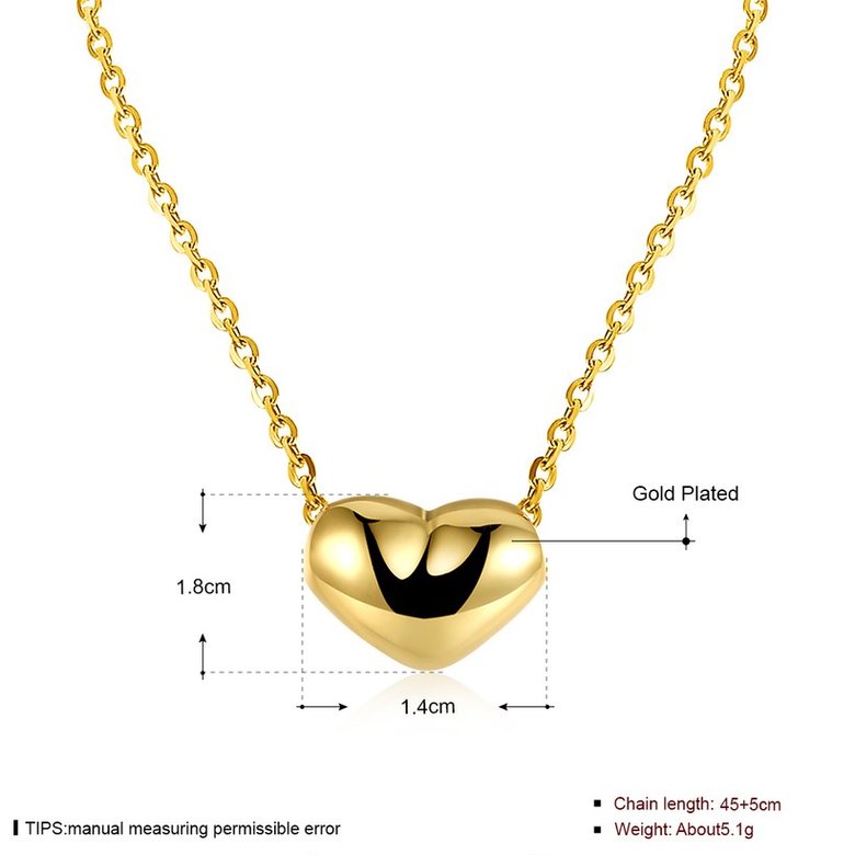 Wholesale Fashion Temperament Gold Color Heart Pendant Necklace Charming cute Women's Wedding Party Jewelry Romantic Valentine's Day Gifts TGGPN109 0