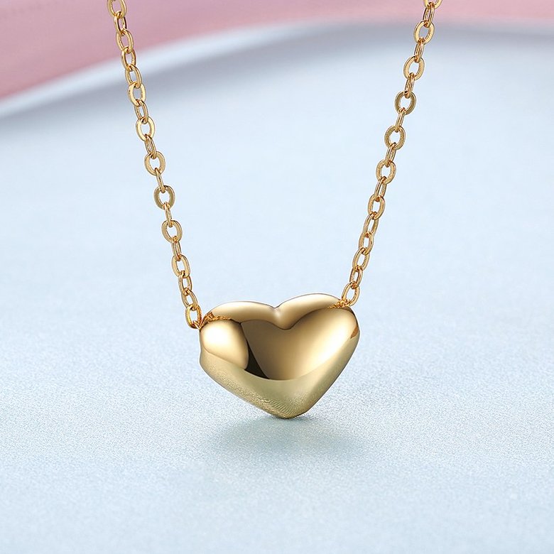 Wholesale Fashion Temperament Gold Color Heart Pendant Necklace Charming cute Women's Wedding Party Jewelry Romantic Valentine's Day Gifts TGGPN109 1