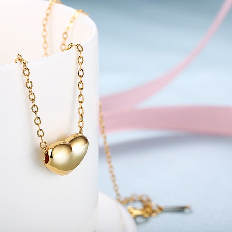 Wholesale Fashion Temperament Gold Color Heart Pendant Necklace Charming cute Women's Wedding Party Jewelry Romantic Valentine's Day Gifts TGGPN109 2