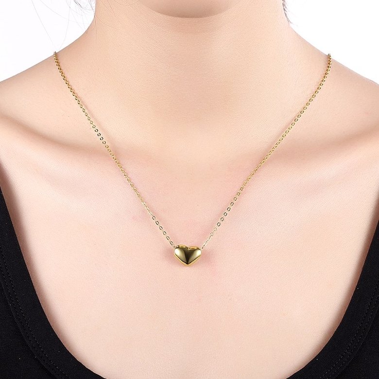 Wholesale Fashion Temperament Gold Color Heart Pendant Necklace Charming cute Women's Wedding Party Jewelry Romantic Valentine's Day Gifts TGGPN109 4