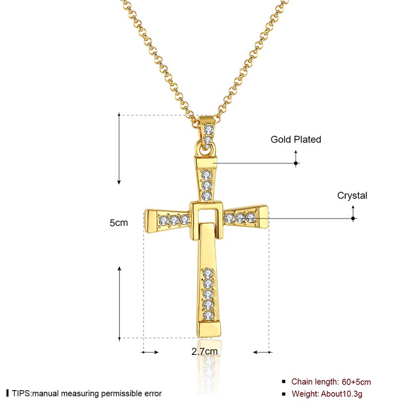 Wholesale Fashion Cross Pendants Dropshipping Gold Color Crystal Jesus Cross Pendant Necklace For Men/Women Jewelry TGGPN125 2