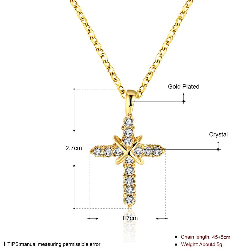 Wholesale Fashion Cross Pendants Gold Color Crystal Jesus Cross Pendant Necklace For Women Jewelry Dropshipping TGGPN131 0