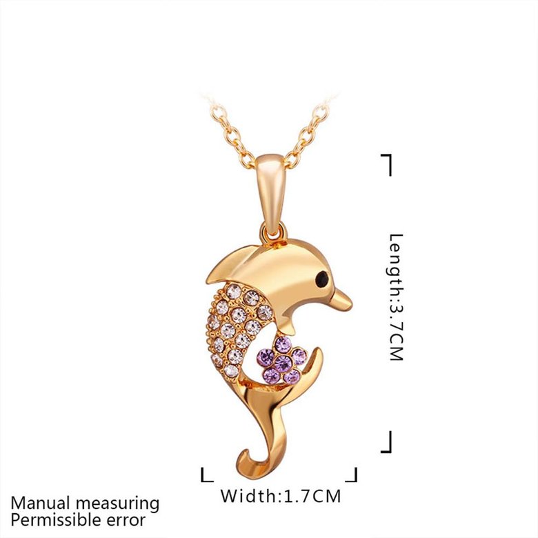 Wholesale Cute animal necklace gold color dolphin pendant clavicle chain For Women fine jewerly gift TGGPN135 0
