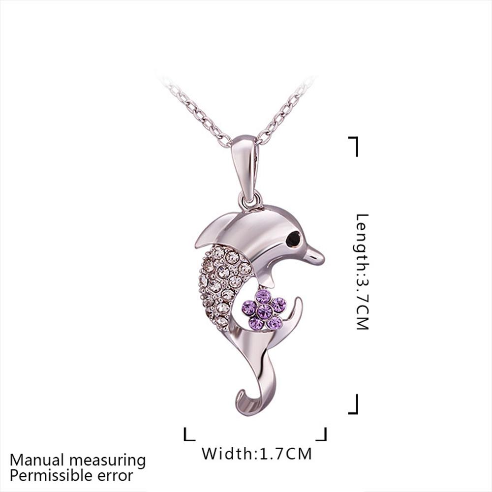 Wholesale Cute animal necklace gold color dolphin pendant clavicle chain For Women fine jewerly gift TGGPN135 1