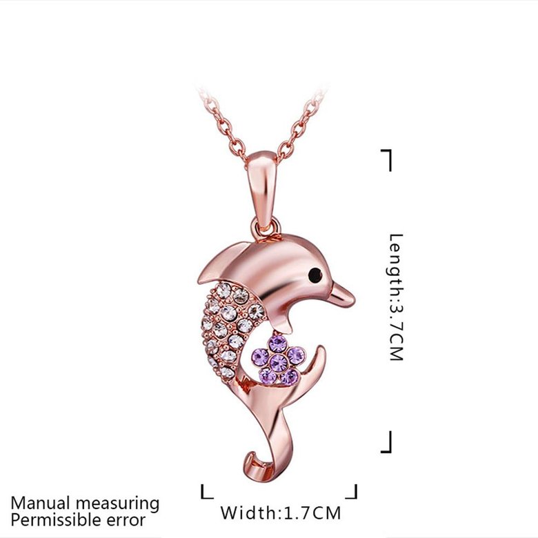 Wholesale Cute animal necklace gold color dolphin pendant clavicle chain For Women fine jewerly gift TGGPN135 2