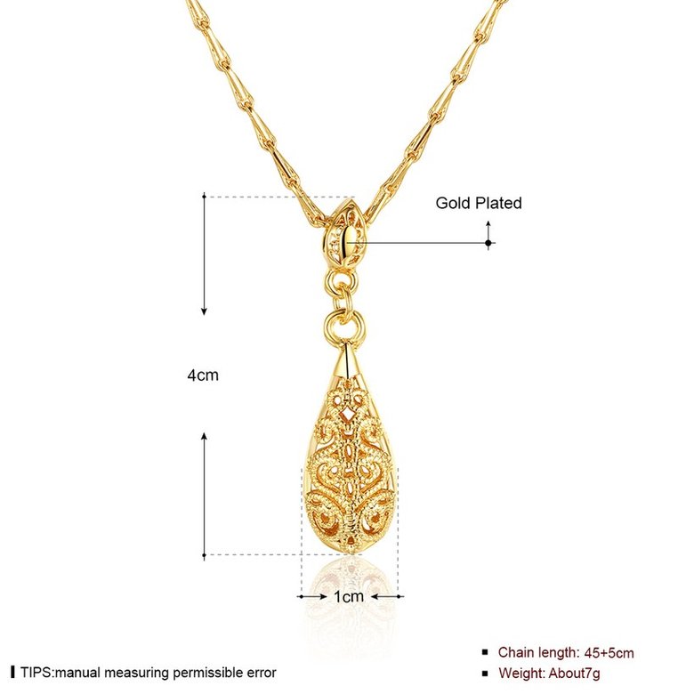 Wholesale Classical Style Vintage Chain Pendant Necklaces Hollow Out Water Drop 24 Gold Color Party Gift Jewelry For Women TGGPN141 0