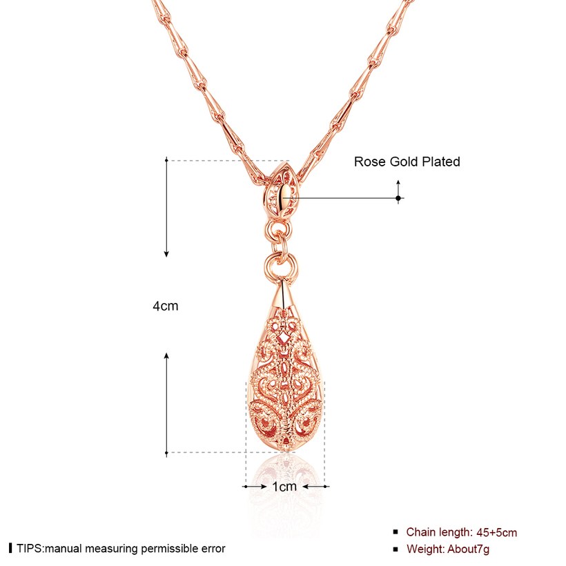 Wholesale Classical Style Vintage Chain Pendant Necklaces Hollow Out Water Drop 24 Gold Color Party Gift Jewelry For Women TGGPN141 6