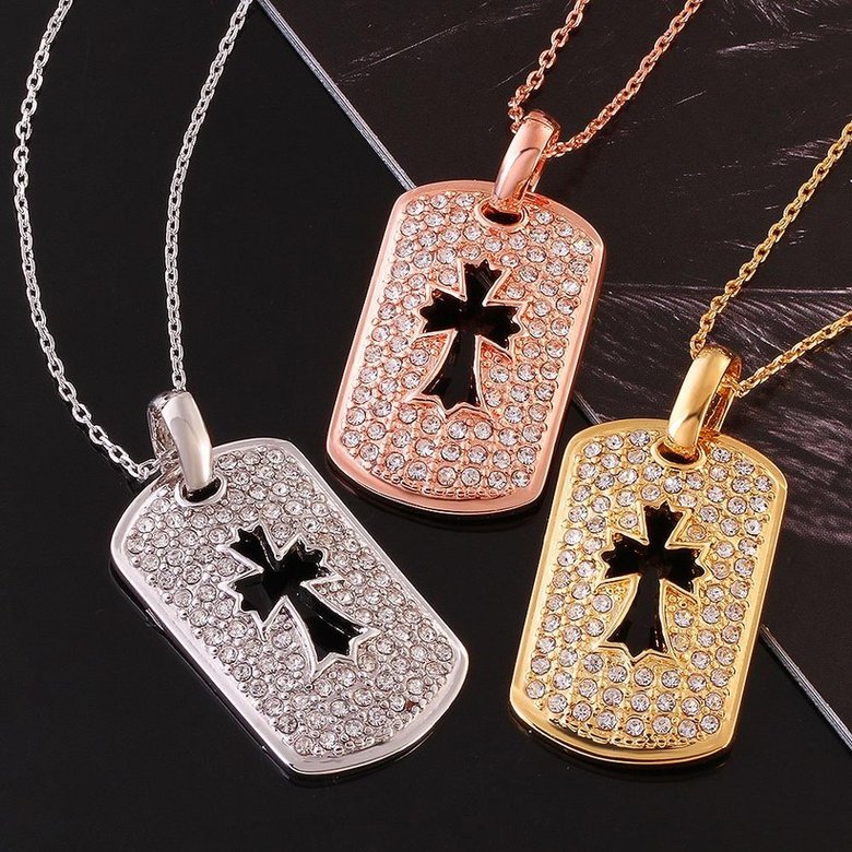 Wholesale Casual/Sporty Rose Gold Cross CZ Necklace New Arrival Jesus Cross Pendant For Men Women Chain Necklace Fine Party Jewelry TGGPN177 1