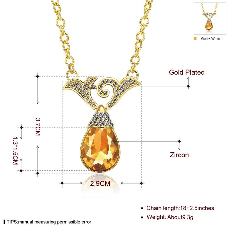 Wholesale Romantic Trendy Necklace Women Water Drop Champagne Gemstone 24K gold Hot Selling Wedding Jewelry Gifts TGGPN214 0