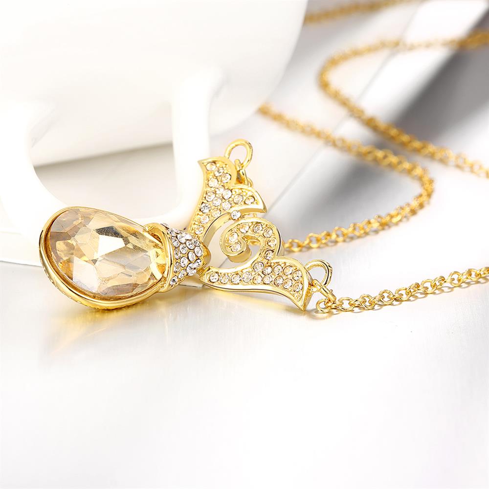 Wholesale Romantic Trendy Necklace Women Water Drop Champagne Gemstone 24K gold Hot Selling Wedding Jewelry Gifts TGGPN214 2
