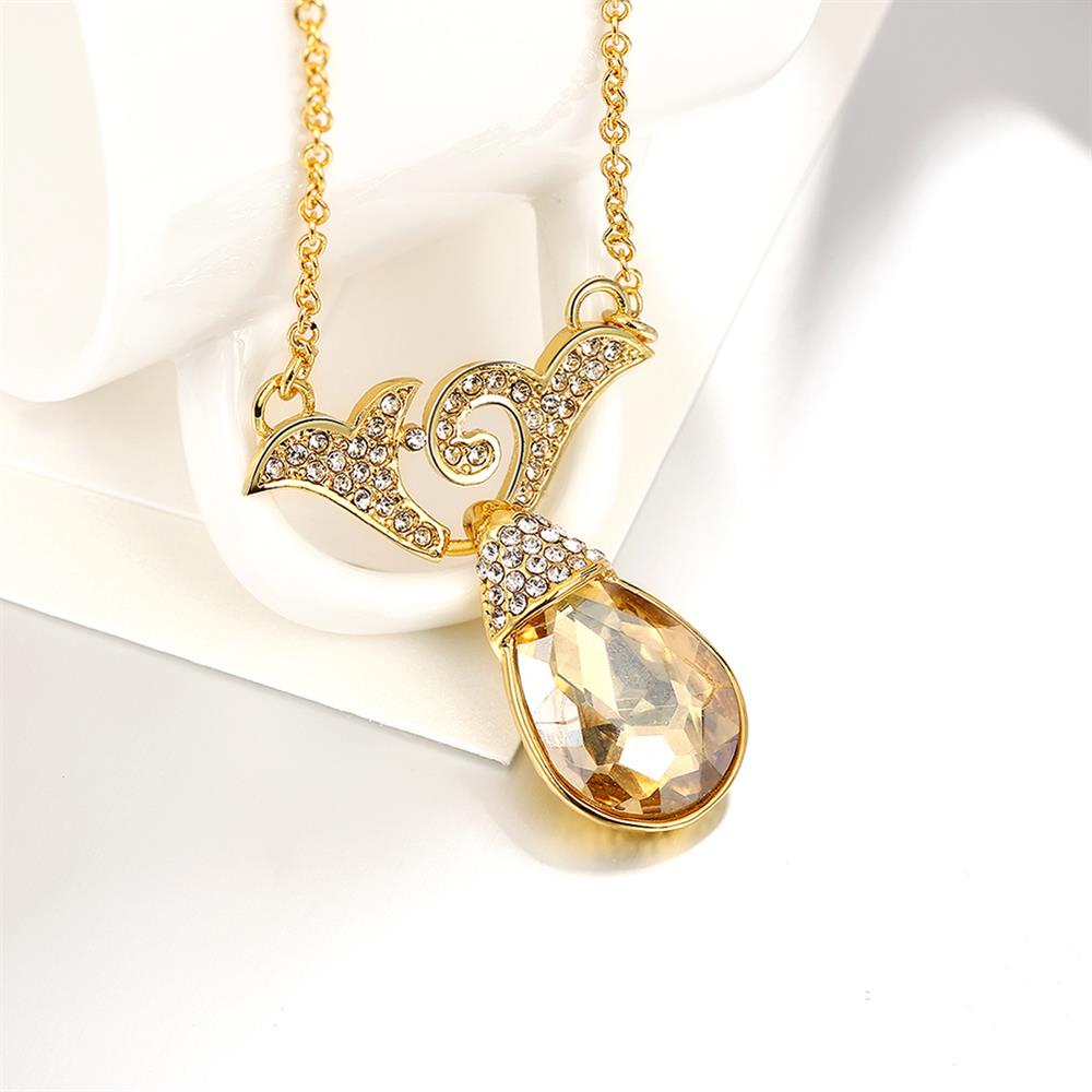 Wholesale Romantic Trendy Necklace Women Water Drop Champagne Gemstone 24K gold Hot Selling Wedding Jewelry Gifts TGGPN214 3