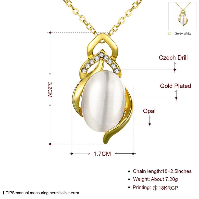 Wholesale Cute white Crystal Pendant Necklace Jewelry 24K Gold chain popular Clavicle Accessories Lady TGGPN293 1
