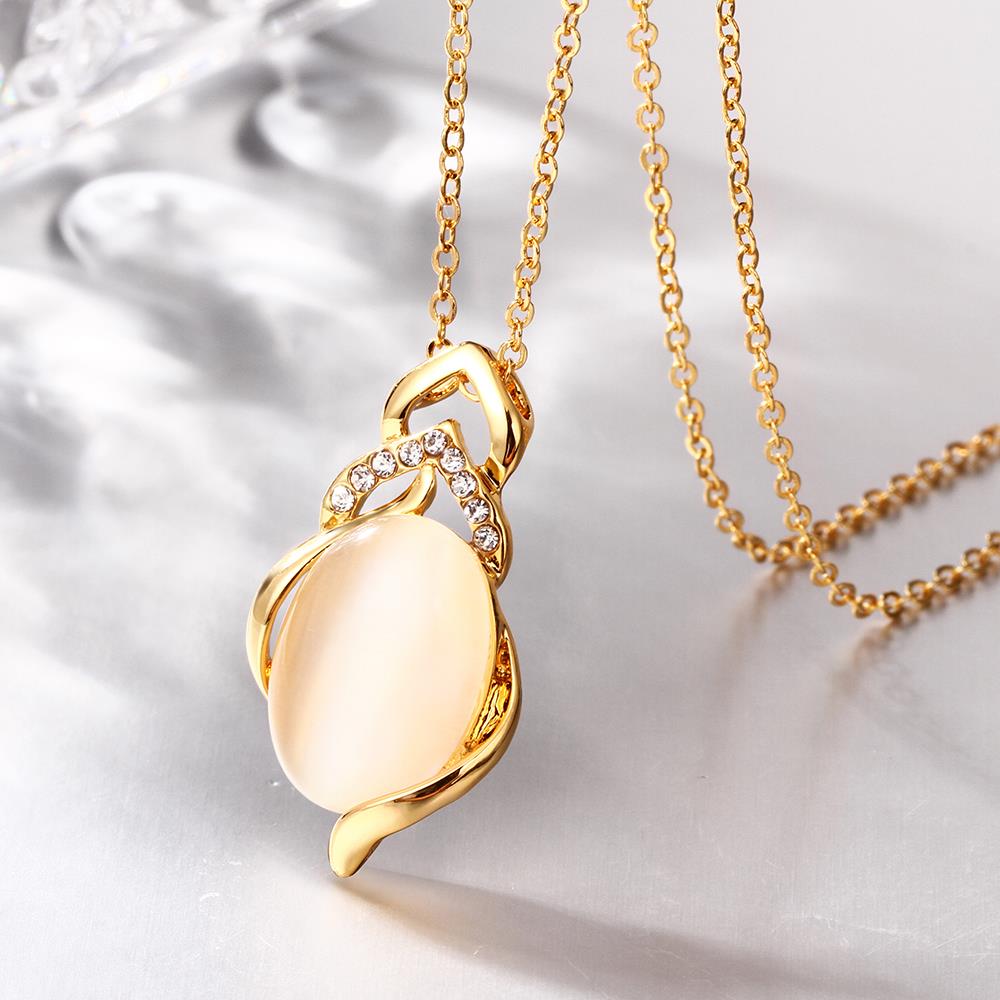 Wholesale Cute white Crystal Pendant Necklace Jewelry 24K Gold chain popular Clavicle Accessories Lady TGGPN293 2