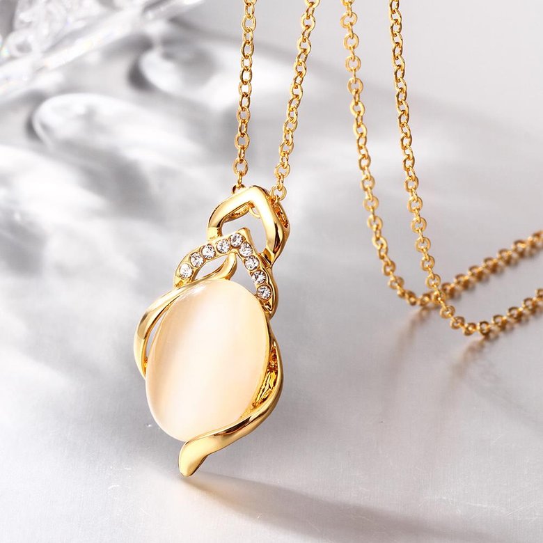 Wholesale Cute white Crystal Pendant Necklace Jewelry 24K Gold chain popular Clavicle Accessories Lady TGGPN293 2