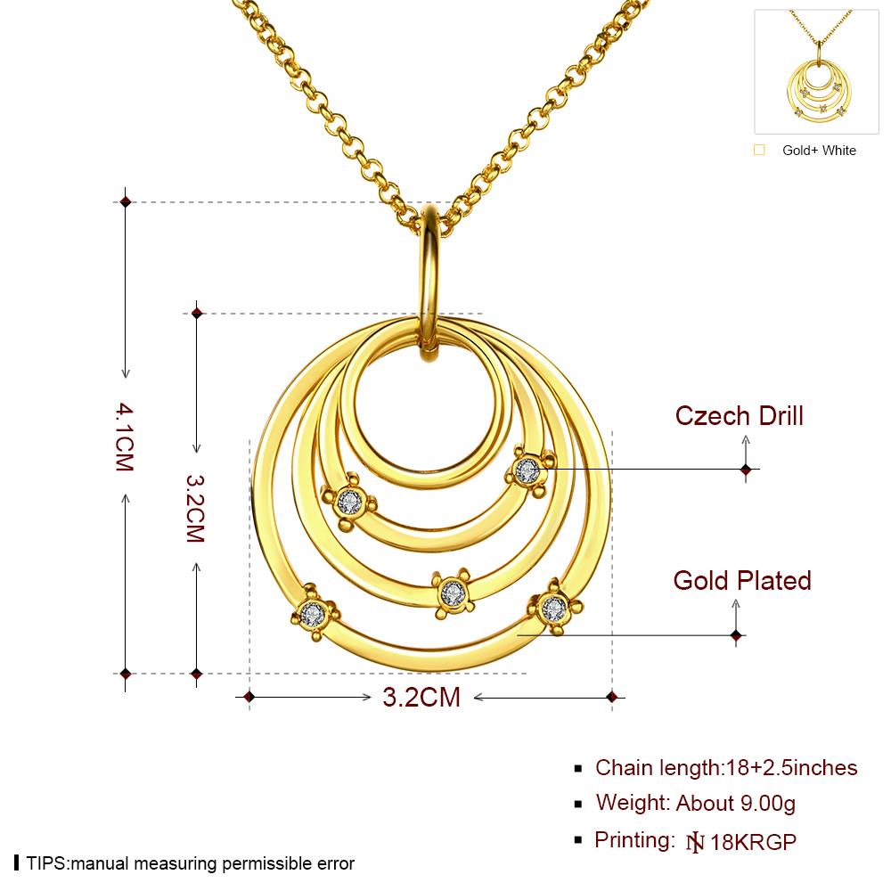 Wholesale Fashion Design Circles Big Pendant Necklaces For Women Rhinestone 24k Gold Color Chain Long Necklace Jewelry Gift TGGPN301 1