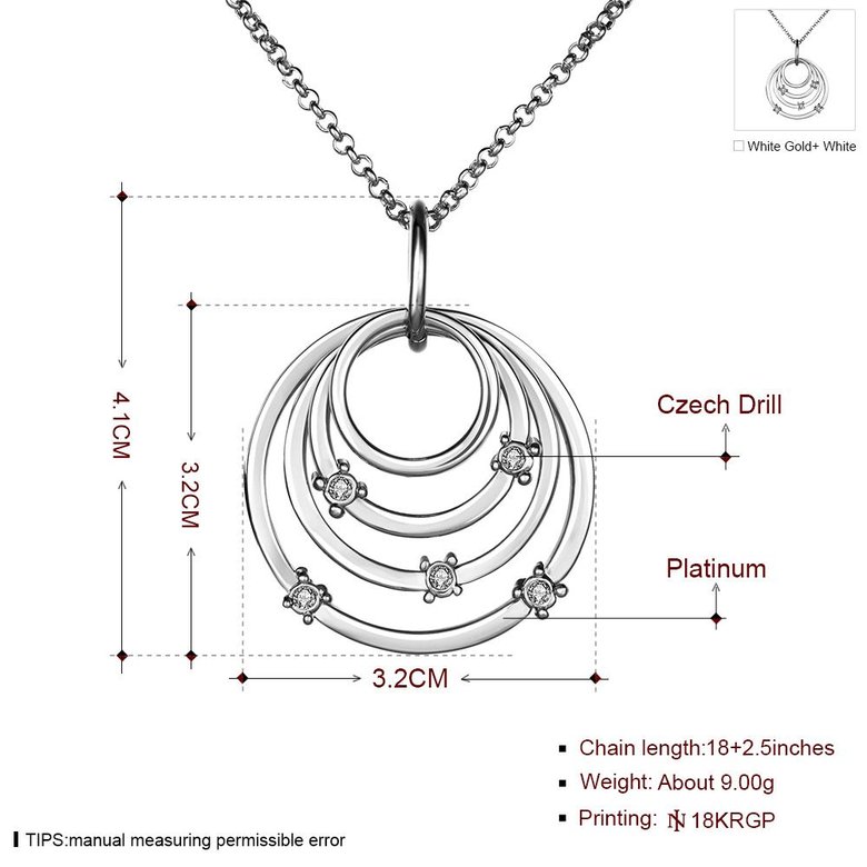 Wholesale Fashion Design Circles Big Pendant Necklaces For Women Rhinestone 24k Gold Color Chain Long Necklace Jewelry Gift TGGPN301 3