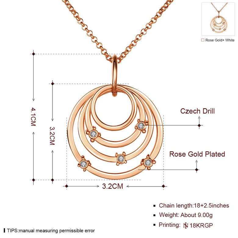 Wholesale Fashion Design Circles Big Pendant Necklaces For Women Rhinestone 24k Gold Color Chain Long Necklace Jewelry Gift TGGPN301 4