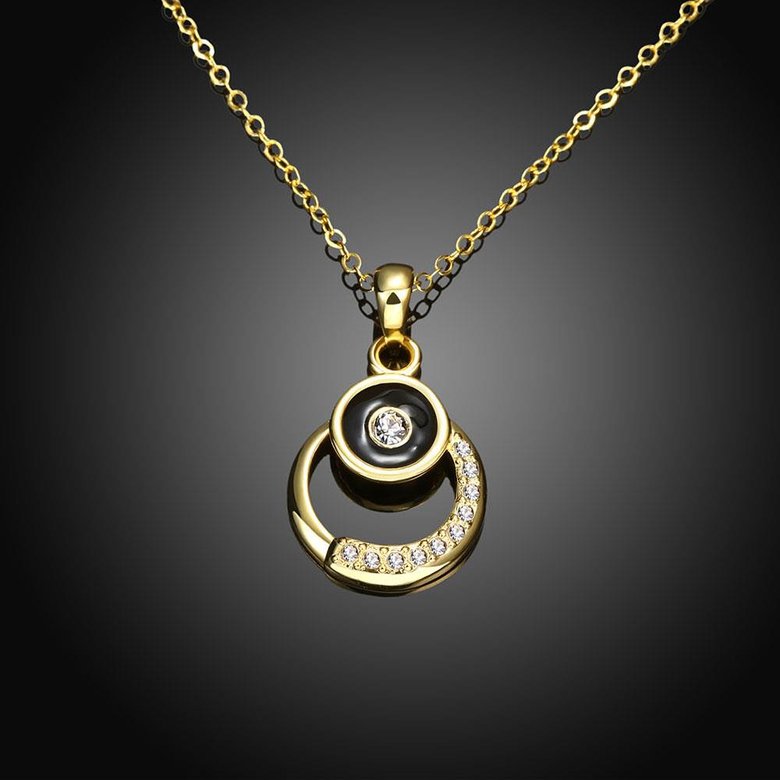 Wholesale Fashion 24K Gold Round Planet Zircon Necklace Pendant Timeless Charm With Distinctive Design For Women Fine Jewelry Gift TGGPN023 1