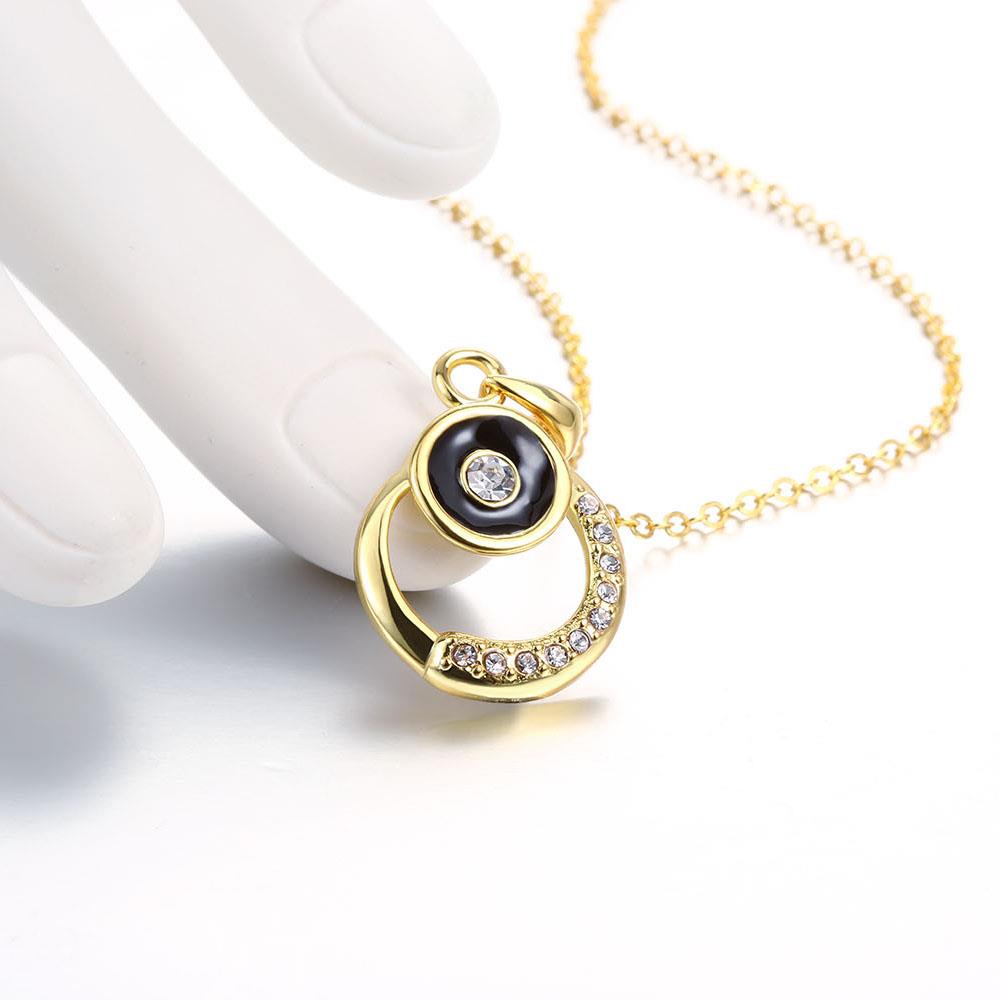 Wholesale Fashion 24K Gold Round Planet Zircon Necklace Pendant Timeless Charm With Distinctive Design For Women Fine Jewelry Gift TGGPN023 3