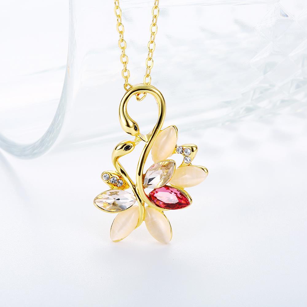 Wholesale Shiny colorful Crystal Swan Necklace Fashion Metal Pendant Necklaces for Women Elegant Charming Opal Christmas Jewelry Gift TGGPN030 0