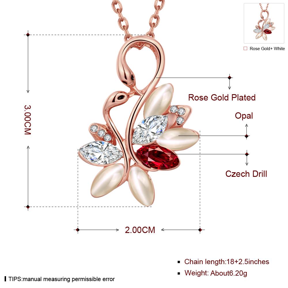 Wholesale Shiny colorful Crystal Swan Necklace Fashion Metal Pendant Necklaces for Women Elegant Charming Opal Christmas Jewelry Gift TGGPN030 6