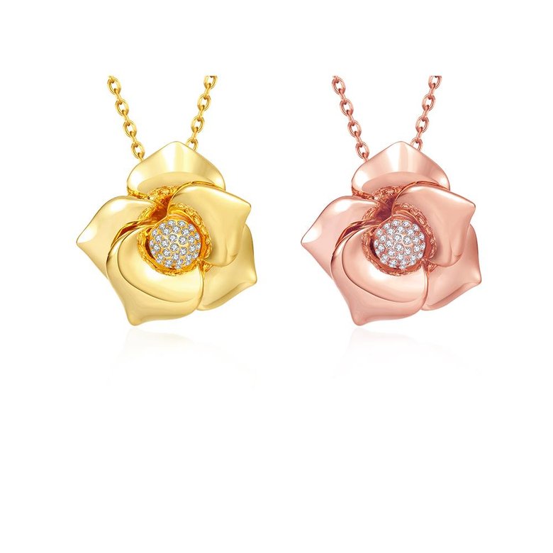 Wholesale European Fashion Fine Woman Girl Party Birthday Wedding Gift Flower Rose 24K Gold Necklace Pendant Charm TGGPN031 4