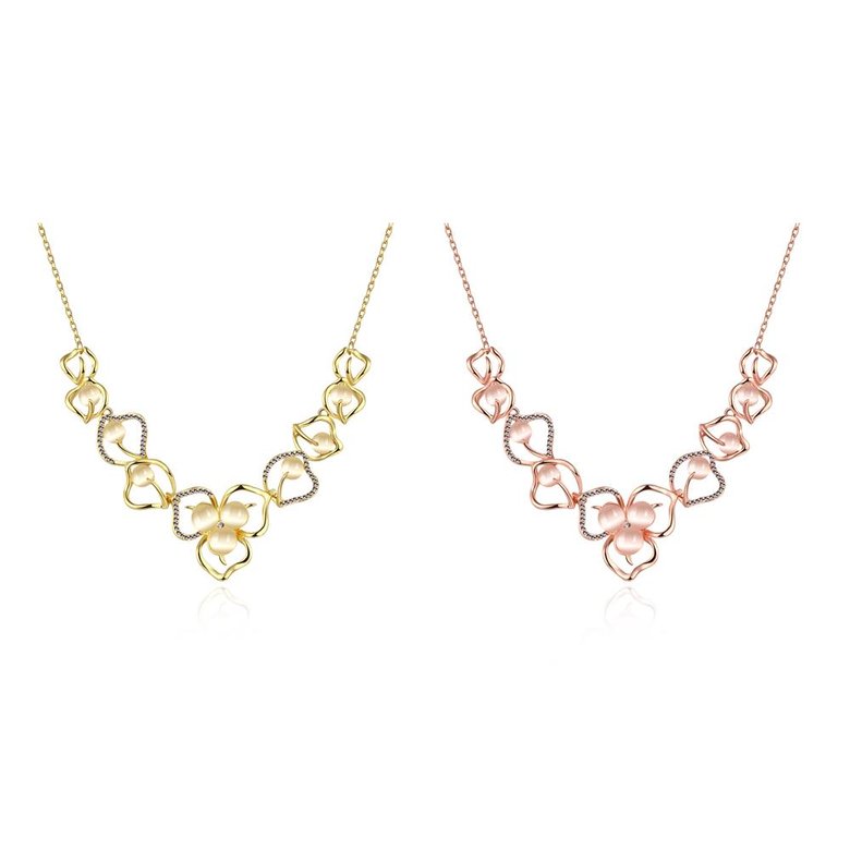 Wholesale Romantic 18K Gold Plated Rhinestone Necklace Flower Pendant Chains Link Necklaces Female Accessories Fashion Jewelry TGGPN430 2