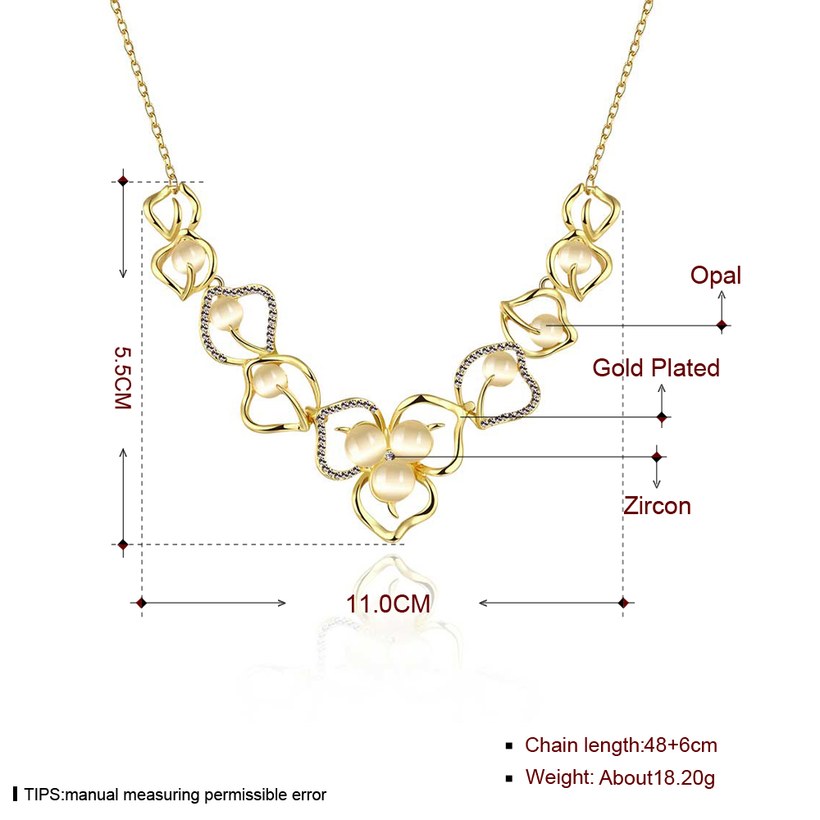 Wholesale Romantic 18K Gold Plated Rhinestone Necklace Flower Pendant Chains Link Necklaces Female Accessories Fashion Jewelry TGGPN430 6