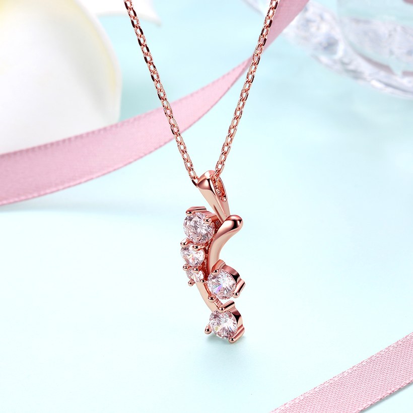 Wholesale Trendy Rose Gold Plated White CZ Necklace high quality temperament elegant wedding jewelry  TGGPN440 1