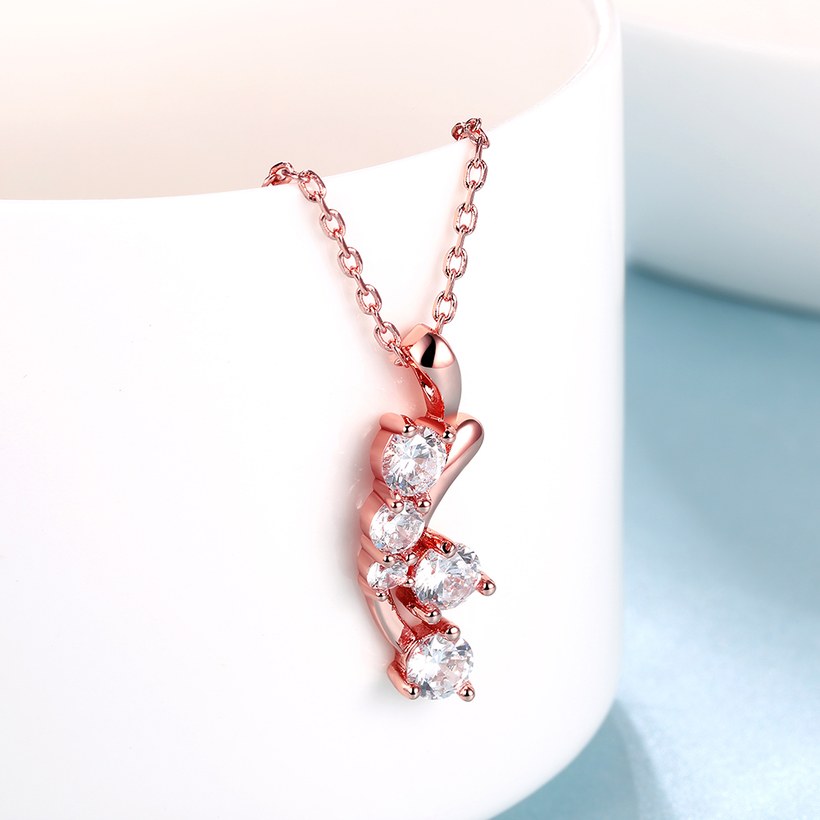 Wholesale Trendy Rose Gold Plated White CZ Necklace high quality temperament elegant wedding jewelry  TGGPN440 2