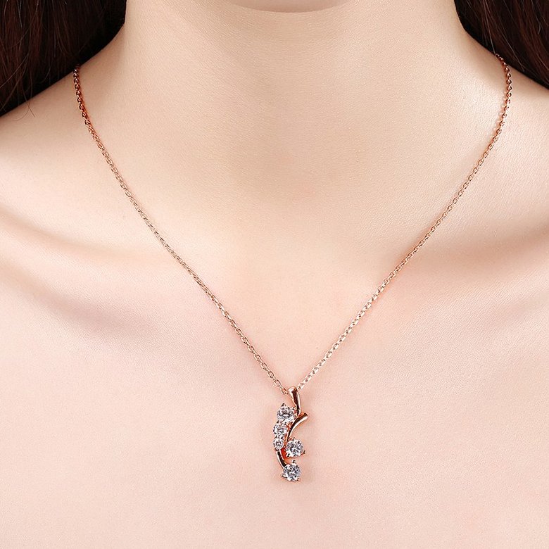 Wholesale Trendy Rose Gold Plated White CZ Necklace high quality temperament elegant wedding jewelry  TGGPN440 4